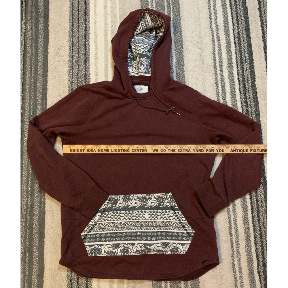 On The Byas Women's‎ Hoodie Size M Burgundy Geometric Design on Pocket